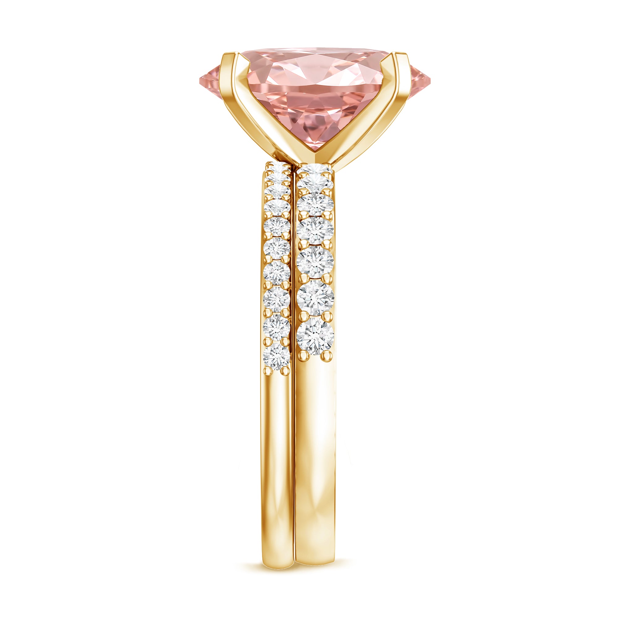 3 Carat Lab Grown Pink Diamond Oval Shape Wedding Ring Set IGI Certified Fancy Pink - VS1 - Rosec Jewels
