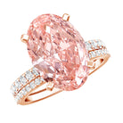 4 Carat Elongated Oval Shape Lab Pink Diamond Solitaire Bridal Ring Set IGI Certified Fancy Pink - VS1 - Rosec Jewels