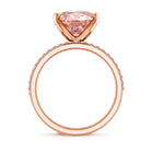 4 Carat Elongated Oval Shape Lab Pink Diamond Solitaire Bridal Ring Set IGI Certified Fancy Pink - VS1 - Rosec Jewels