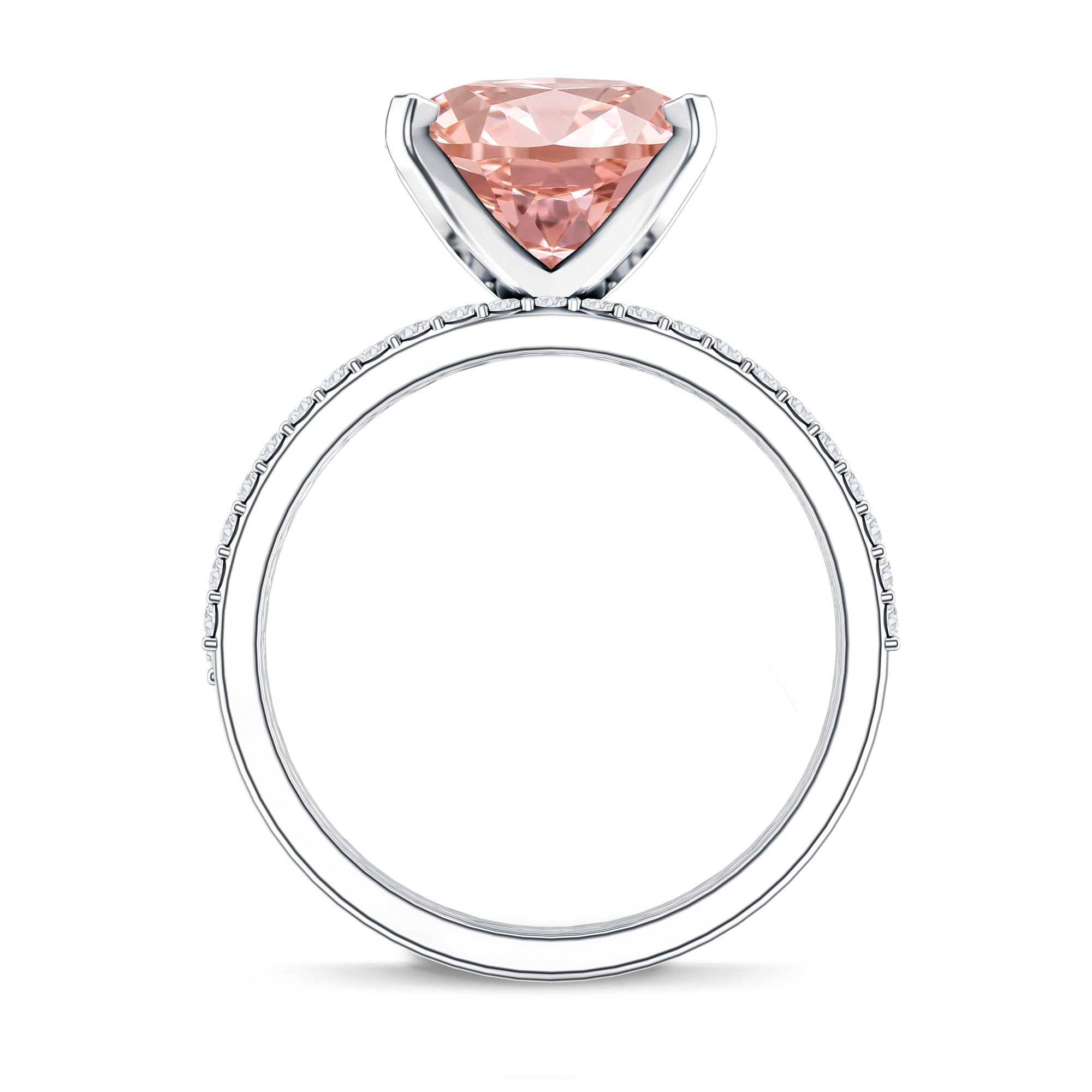 4 Carat Elongated Oval Shape Lab Pink Diamond Solitaire Bridal Ring Set IGI Certified Fancy Pink - VS1 - Rosec Jewels