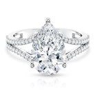 Rosec Jewels-Pear Shaped Lab Grown 4 Carat Diamond Split Shank Engagement Ring IGI Certified