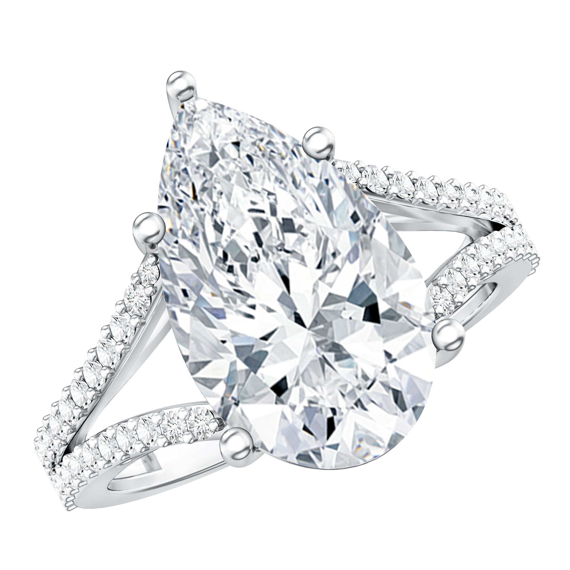 Rosec Jewels-IGI Certified 5 Carat Lab Grown Diamond Statement Engagement Ring with Split Shank