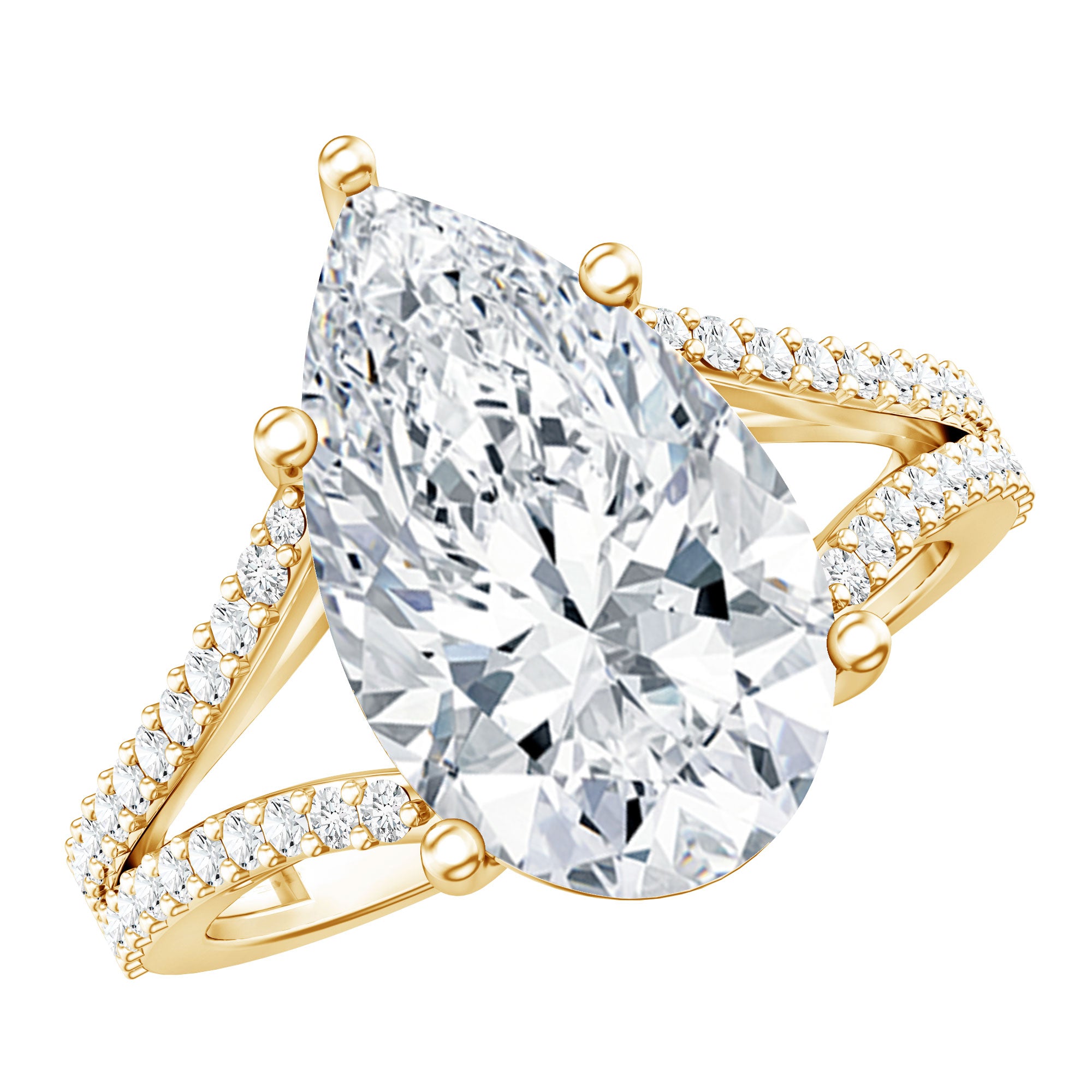 Rosec Jewels-IGI Certified 5 Carat Lab Grown Diamond Statement Engagement Ring with Split Shank