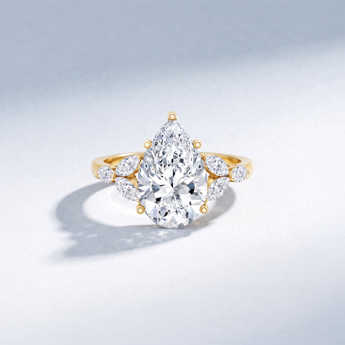 3 Carat Lab Grown Pear Shaped Diamond Engagement Ring with IGI Certificate Lab - ( E-VS1 ) - Rosec Jewels