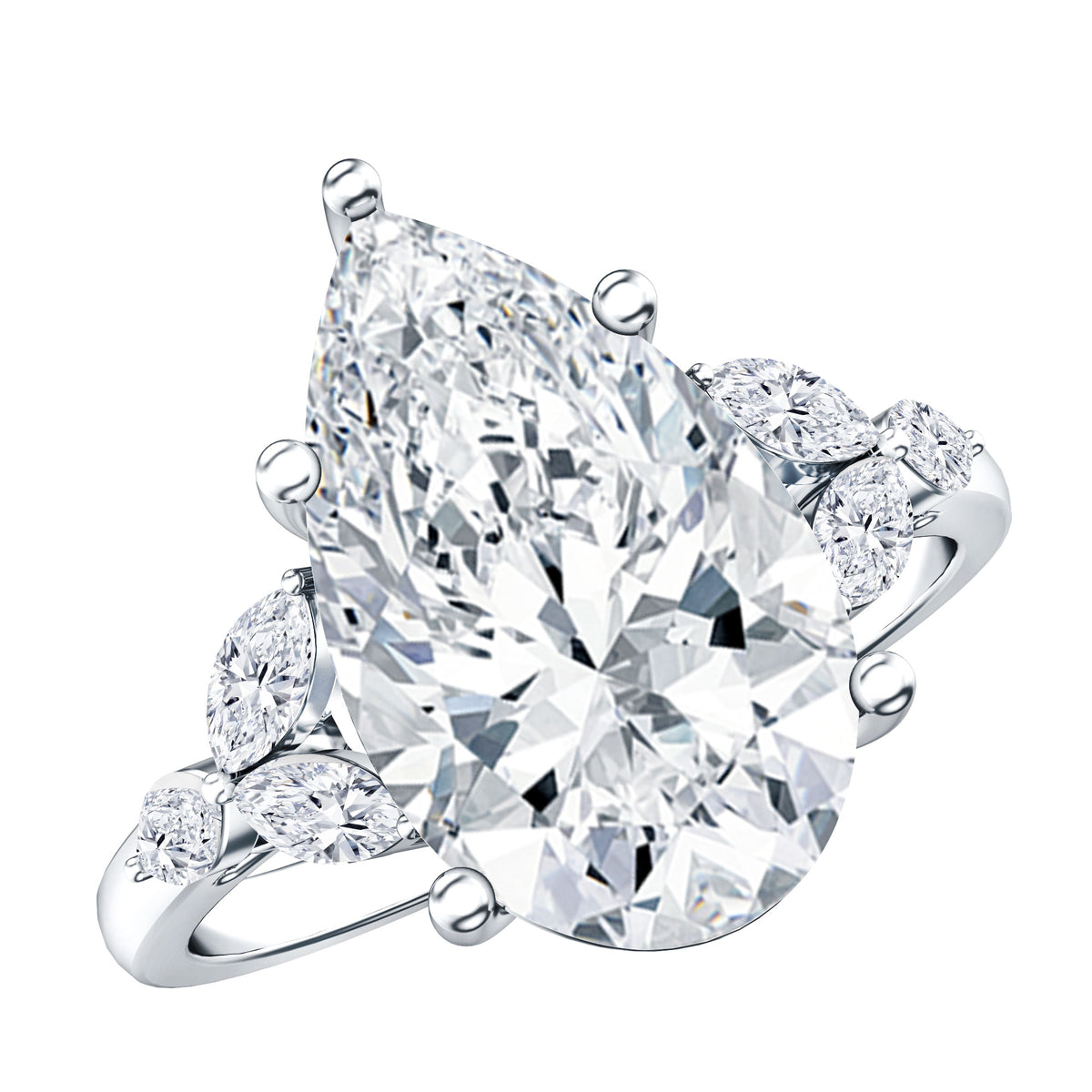 IGI Certified 4 Ct Lab Grown Diamond Large Statement Ring for Women Lab - ( E-VS1 ) - Rosec Jewels