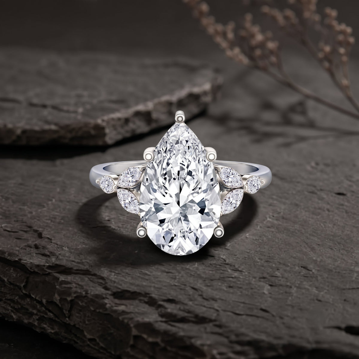 IGI Certified 4 Ct Lab Grown Diamond Large Statement Ring for Women Lab - ( E-VS1 ) - Rosec Jewels