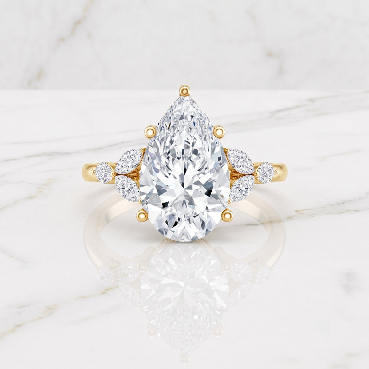 IGI Certified 4 Ct Lab Grown Diamond Large Statement Ring for Women Lab - ( E-VS1 ) - Rosec Jewels