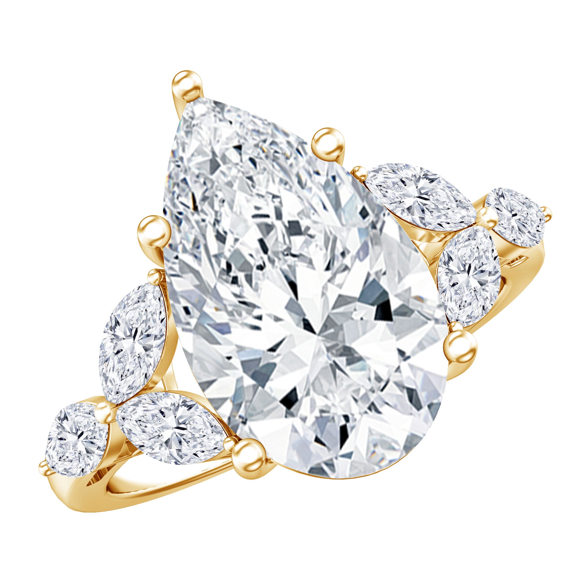 Rosec Jewels-IGI Certified 5 Carat Pear Shaped Lab Grown Diamond Huge Cocktail Ring