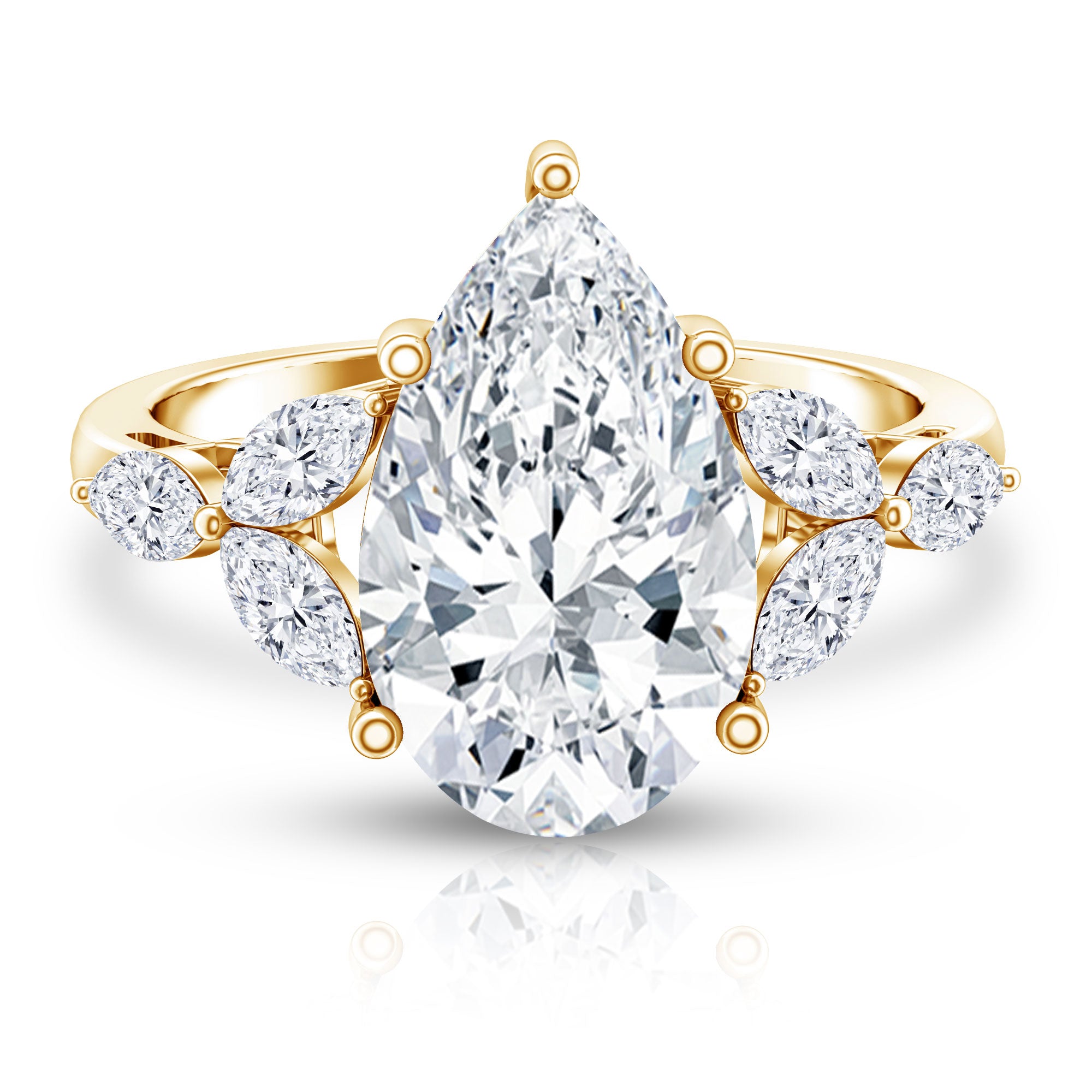Rosec Jewels-IGI Certified 5 Carat Pear Shaped Lab Grown Diamond Huge Cocktail Ring