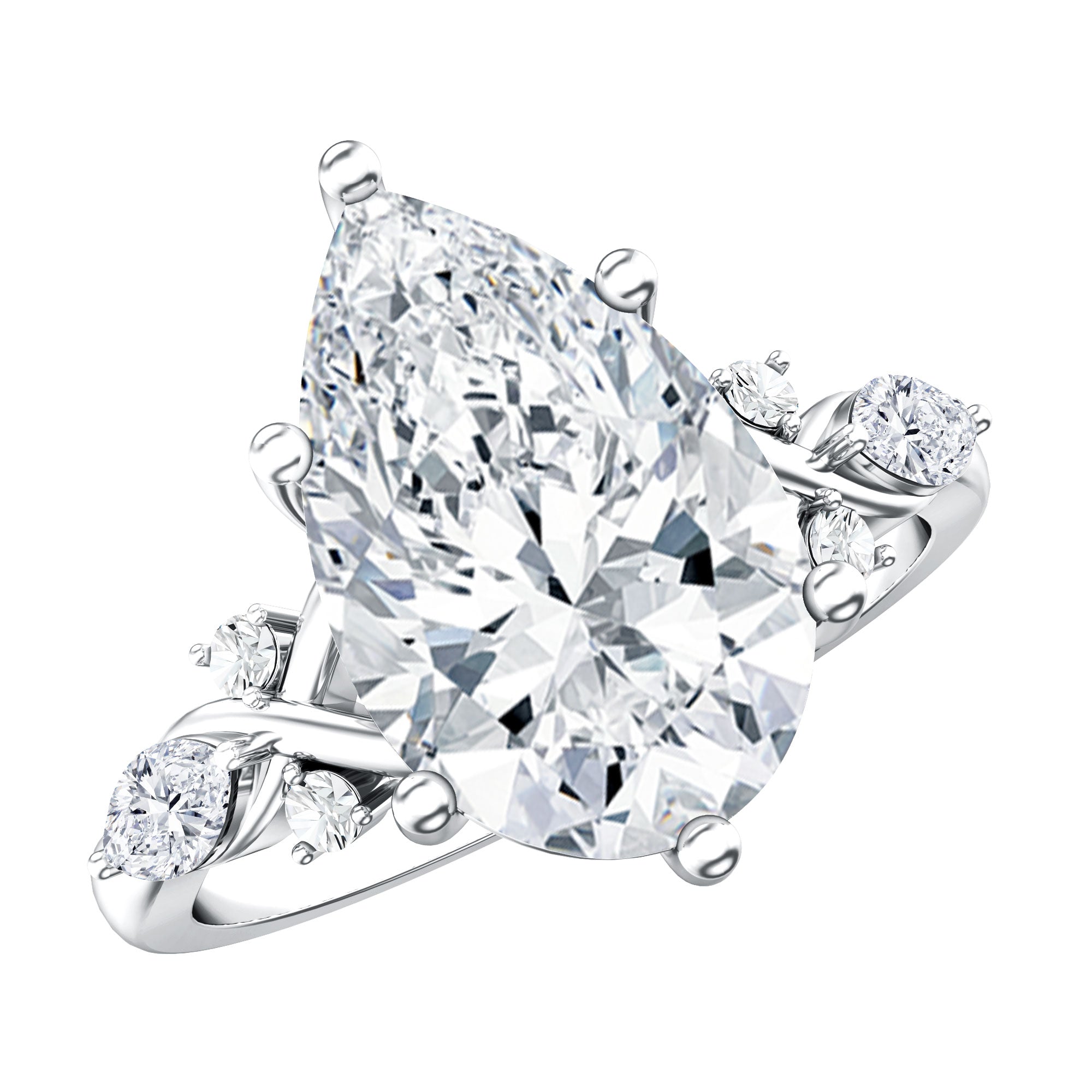 Rosec Jewels-4 Carat Pear Shape Lab Grown Diamond Statement Engagement Ring IGI Certified