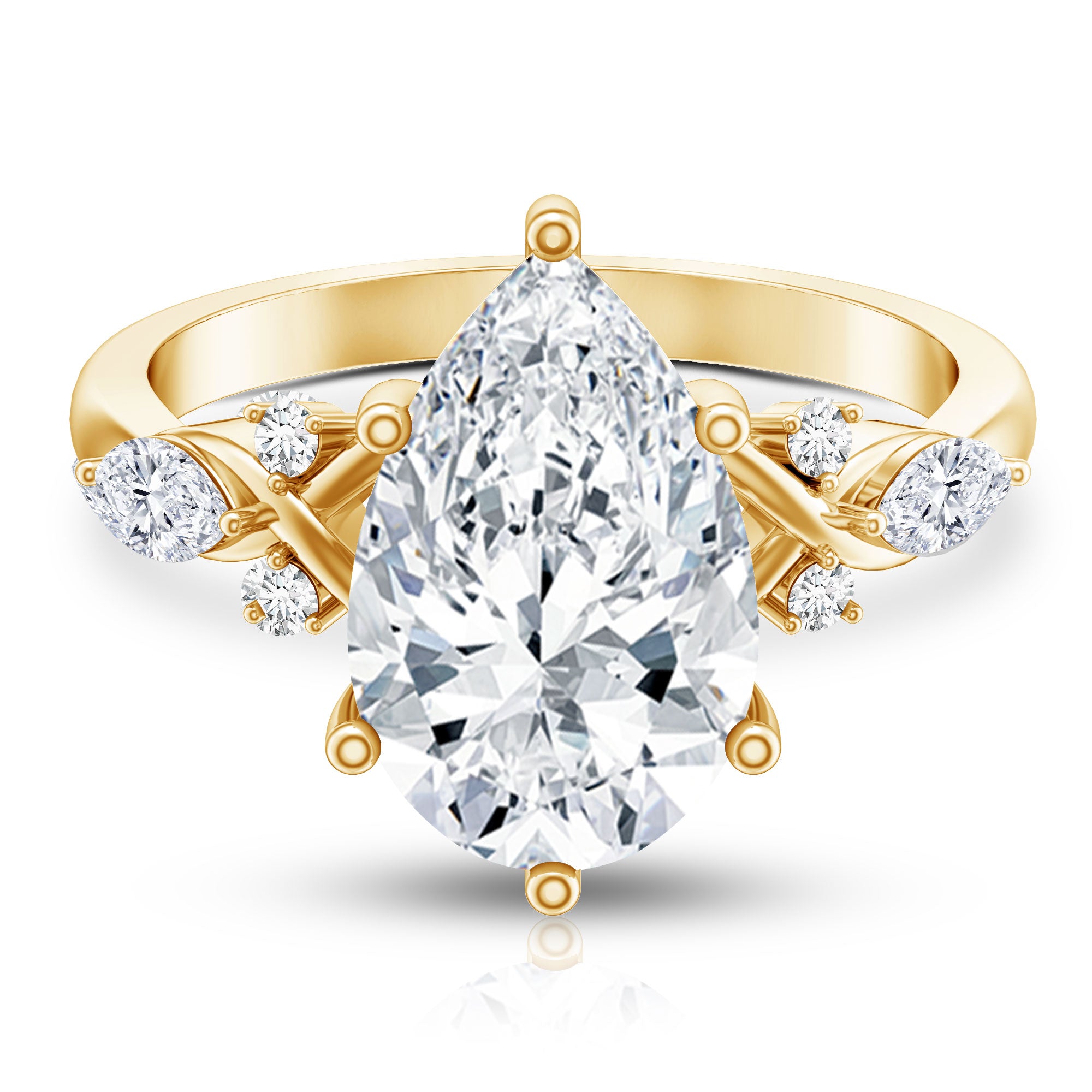 Rosec Jewels-4 Carat Pear Shape Lab Grown Diamond Statement Engagement Ring IGI Certified