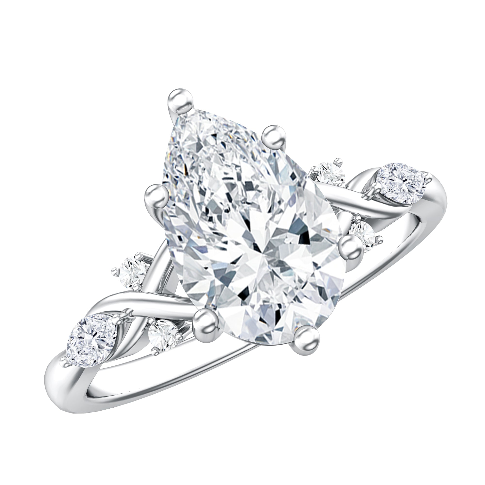Rosec Jewels-2 Carat Pear Shape Lab Grown Diamond Designer Engagement Ring IGI Certified