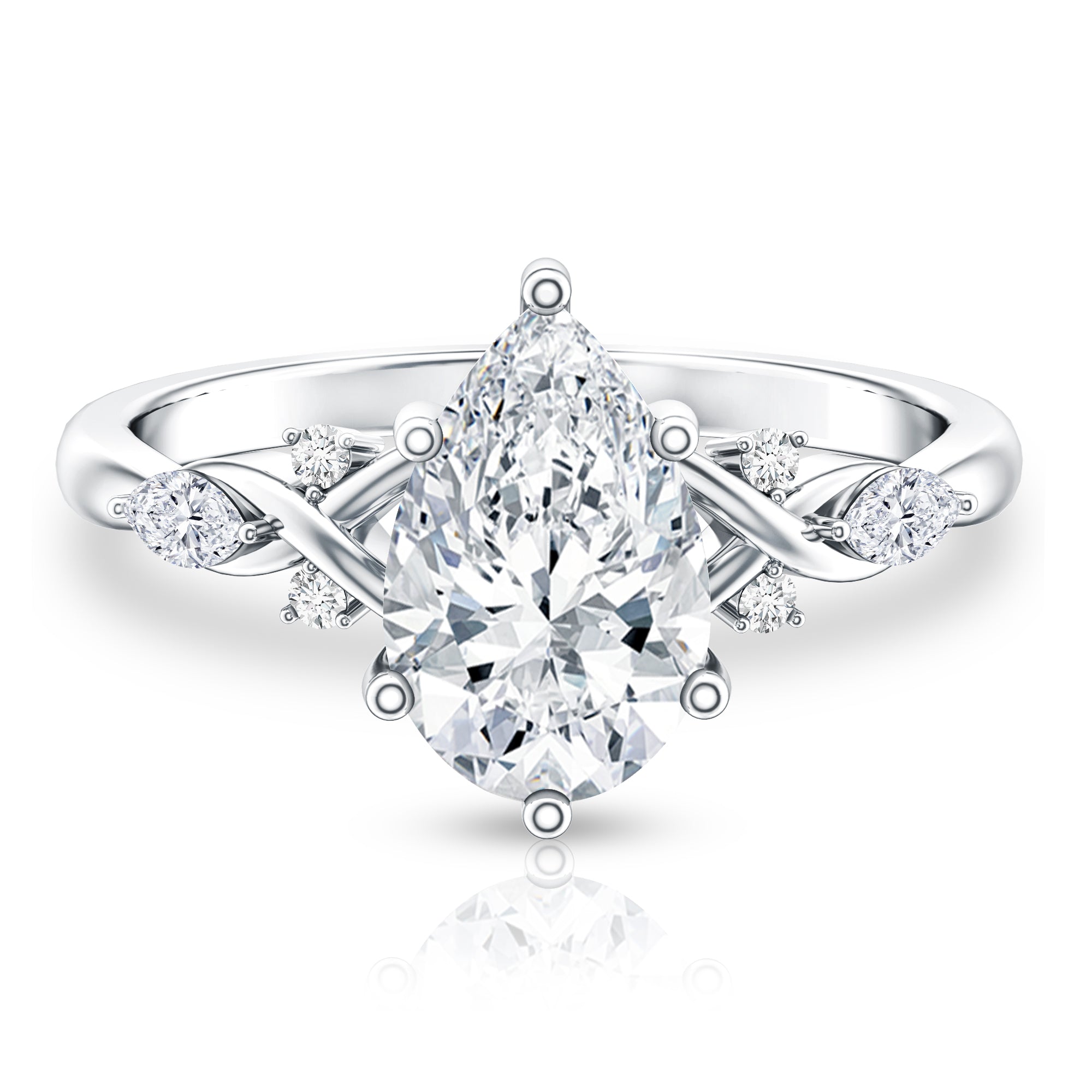 Rosec Jewels-2 Carat Pear Shape Lab Grown Diamond Designer Engagement Ring IGI Certified