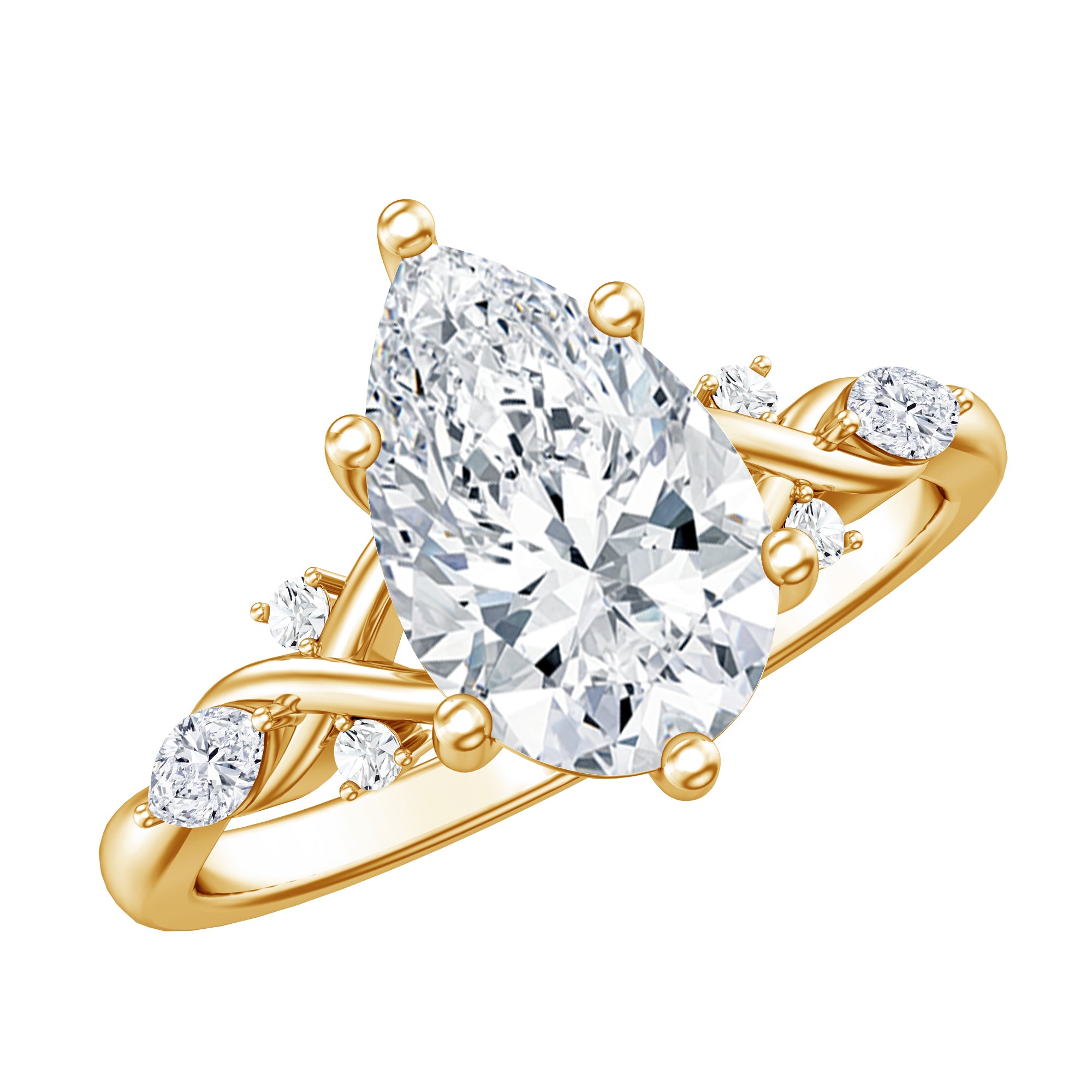 Rosec Jewels-2 Carat Pear Shape Lab Grown Diamond Designer Engagement Ring IGI Certified