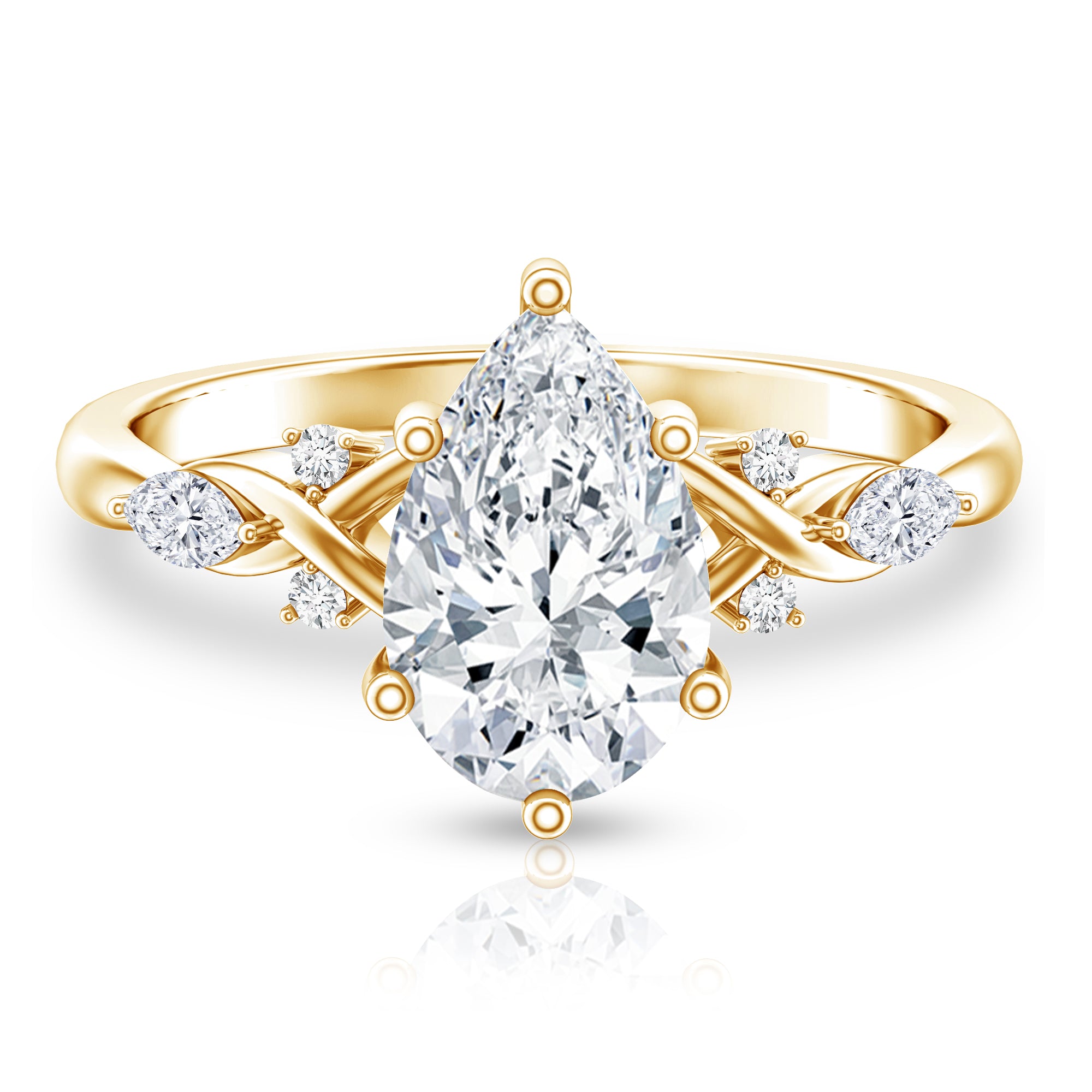 Rosec Jewels-2 Carat Pear Shape Lab Grown Diamond Designer Engagement Ring IGI Certified