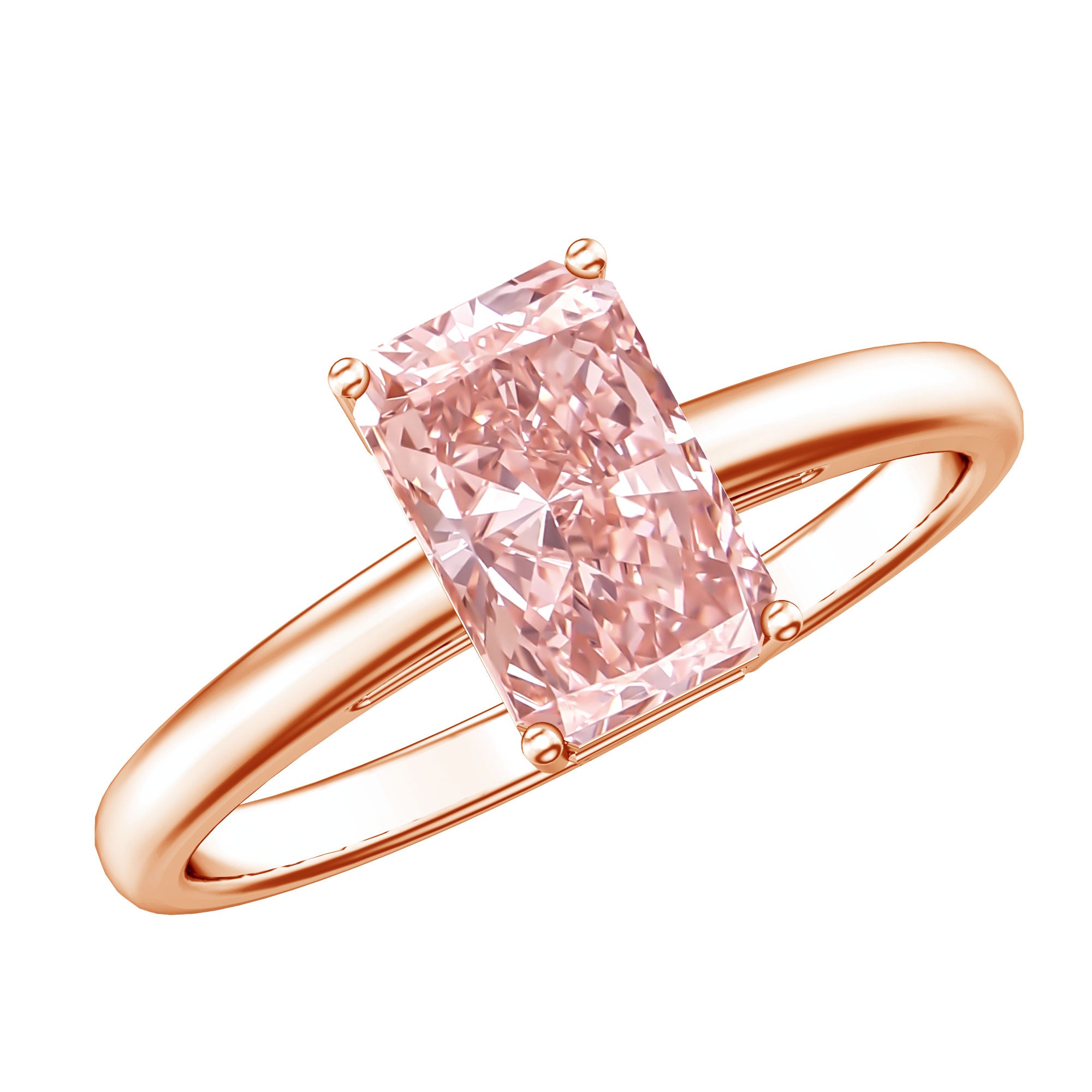 Rosec Jewels-Radiant Cut Lab Grown 2 Carat Pink Diamond Solitaire Engagement Ring IGI Certified