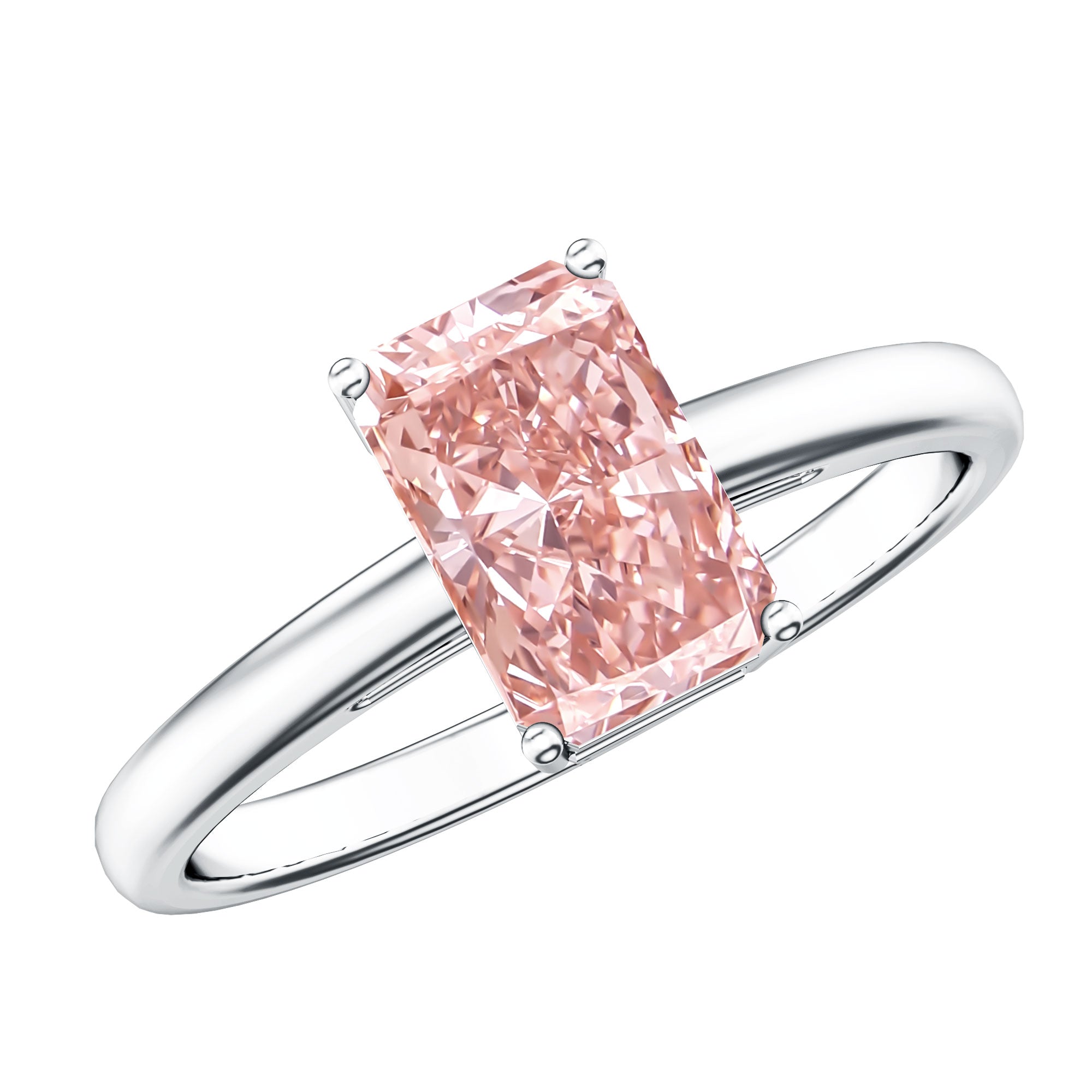 Rosec Jewels-Radiant Cut Lab Grown 2 Carat Pink Diamond Solitaire Engagement Ring IGI Certified