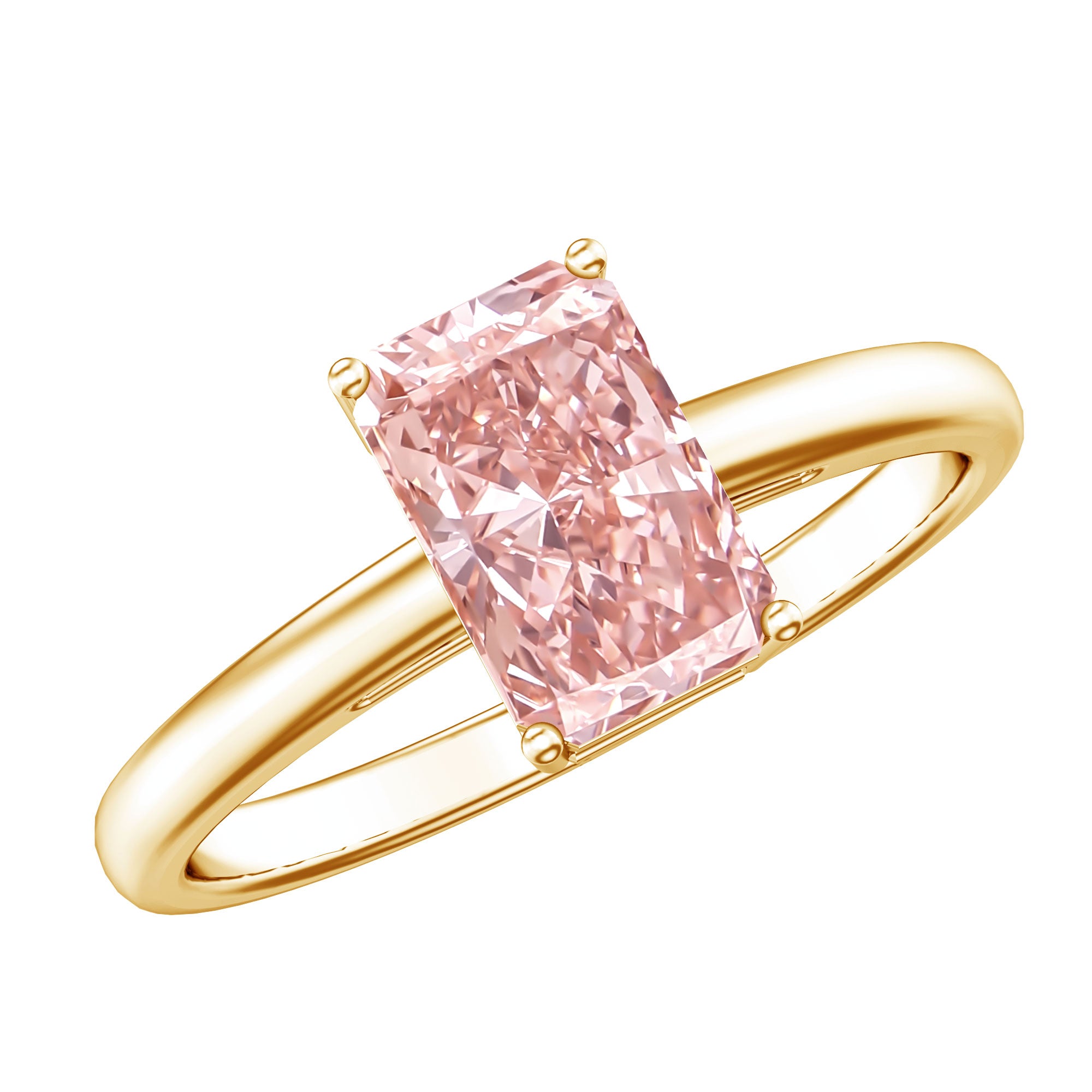 Rosec Jewels-Radiant Cut Lab Grown 2 Carat Pink Diamond Solitaire Engagement Ring IGI Certified