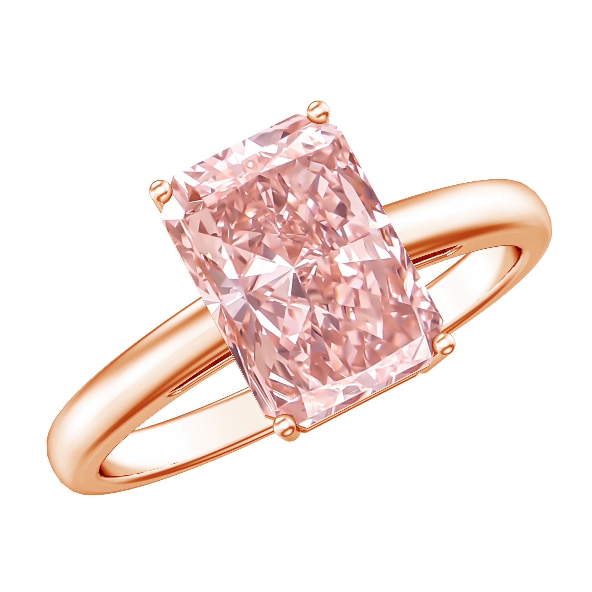 Rosec Jewels-Solitaire 3 Carat Lab Grown Pink Diamond Radiant Cut Engagement Ring IGI Certified