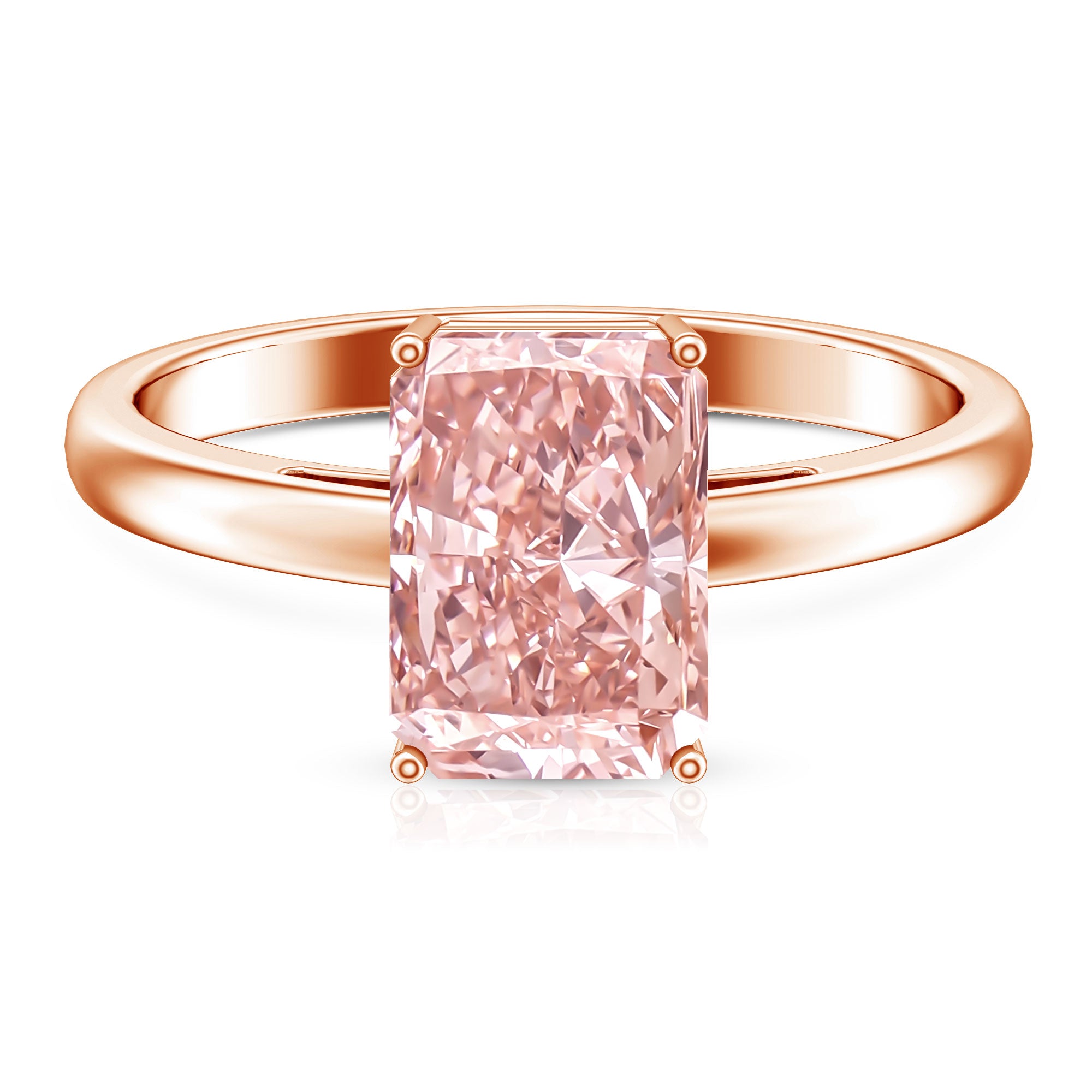 Rosec Jewels-Solitaire 3 Carat Lab Grown Pink Diamond Radiant Cut Engagement Ring IGI Certified