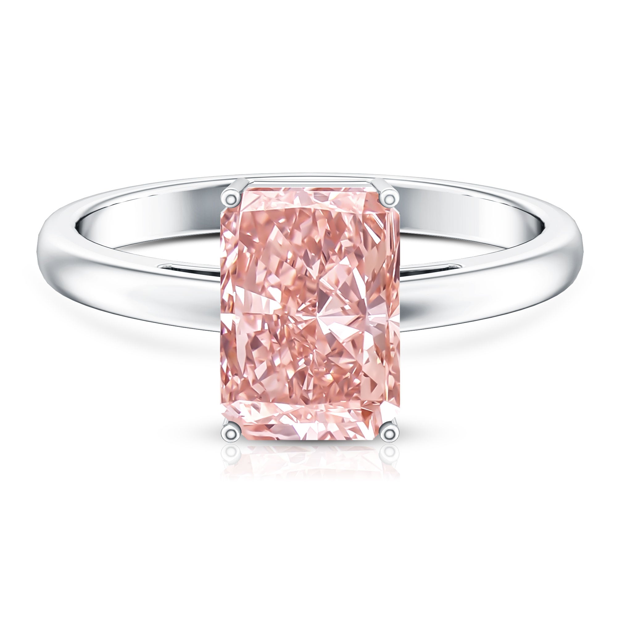 Rosec Jewels-Solitaire 3 Carat Lab Grown Pink Diamond Radiant Cut Engagement Ring IGI Certified