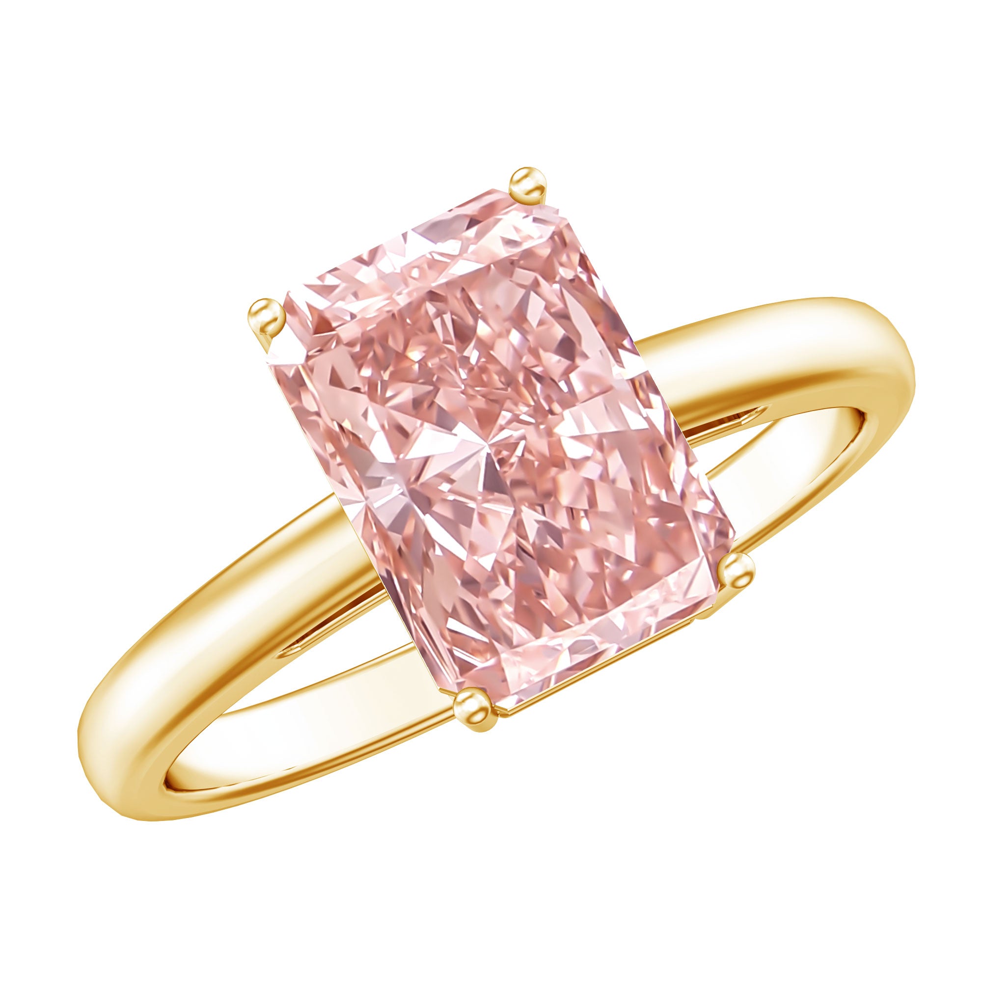 Rosec Jewels-Solitaire 3 Carat Lab Grown Pink Diamond Radiant Cut Engagement Ring IGI Certified