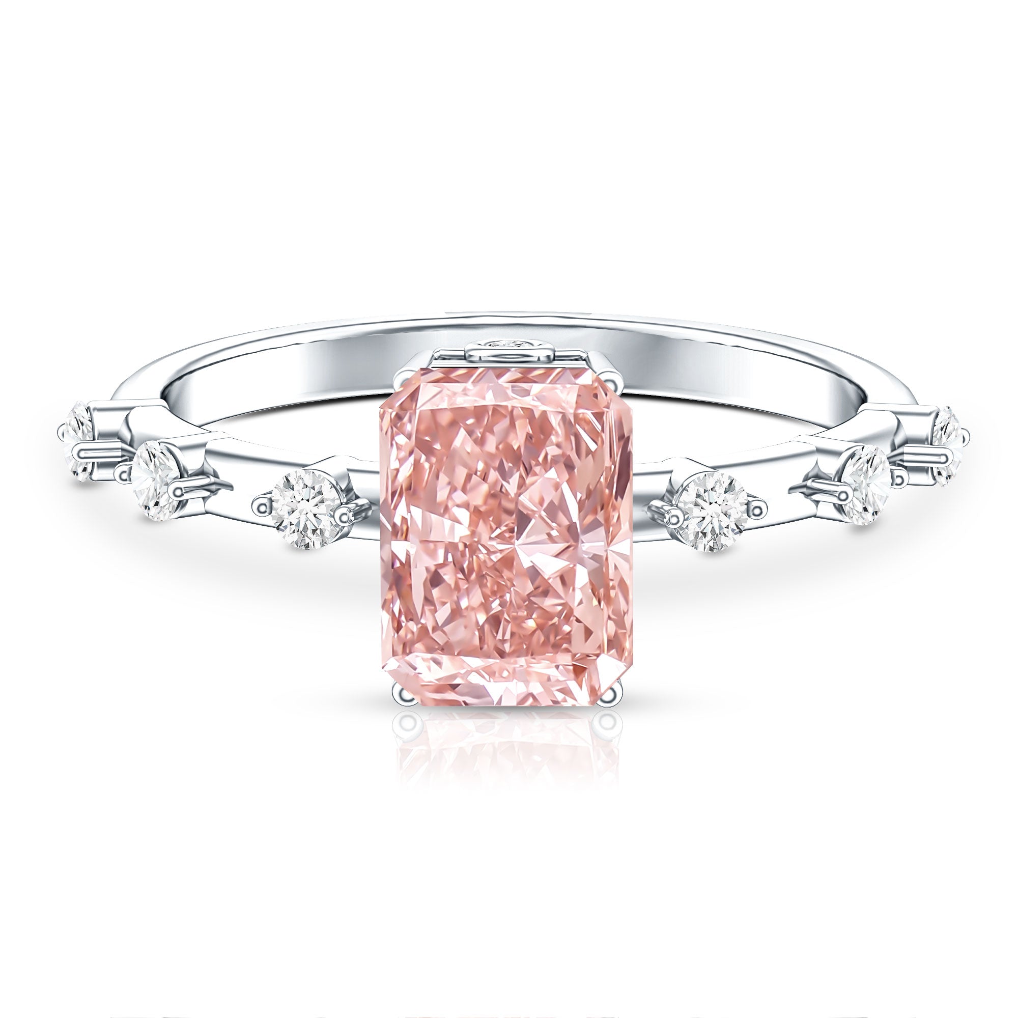 Rosec Jewels-Radiant Cut Lab Pink Diamond 2 Carat Engagement Ring with IGI Certificate