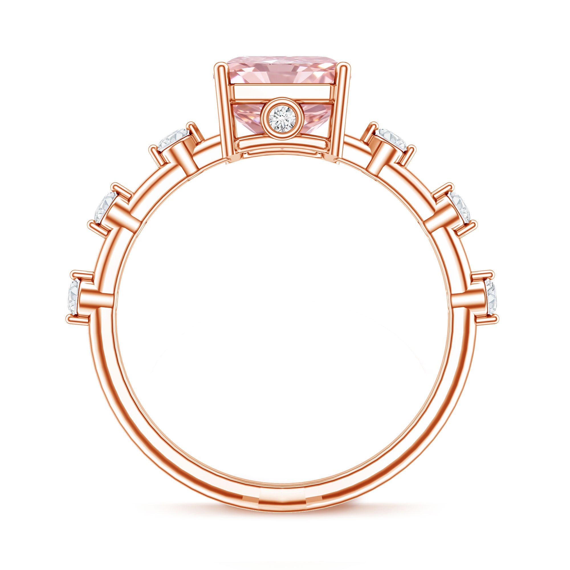 Rosec Jewels-IGI Certified 3 Carat Lab Pink Diamond Radiant Cut Engagement Ring with Spaced Accent