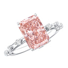Rosec Jewels-IGI Certified 3 Carat Lab Pink Diamond Radiant Cut Engagement Ring with Spaced Accent