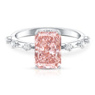 Rosec Jewels-IGI Certified 3 Carat Lab Pink Diamond Radiant Cut Engagement Ring with Spaced Accent