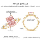 Rosec Jewels-IGI Certified 3 Carat Lab Pink Diamond Radiant Cut Engagement Ring with Spaced Accent