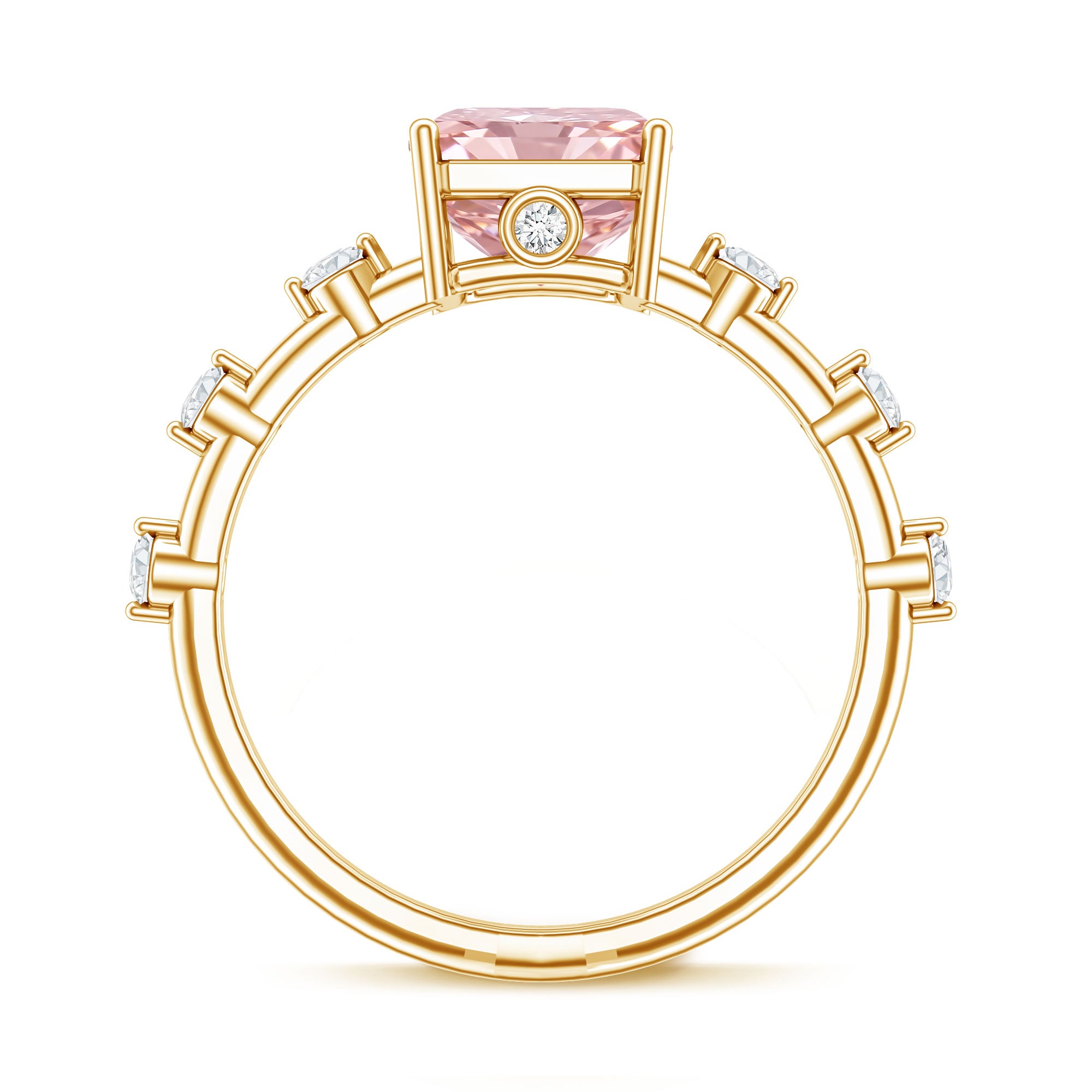 Rosec Jewels-IGI Certified 3 Carat Lab Pink Diamond Radiant Cut Engagement Ring with Spaced Accent