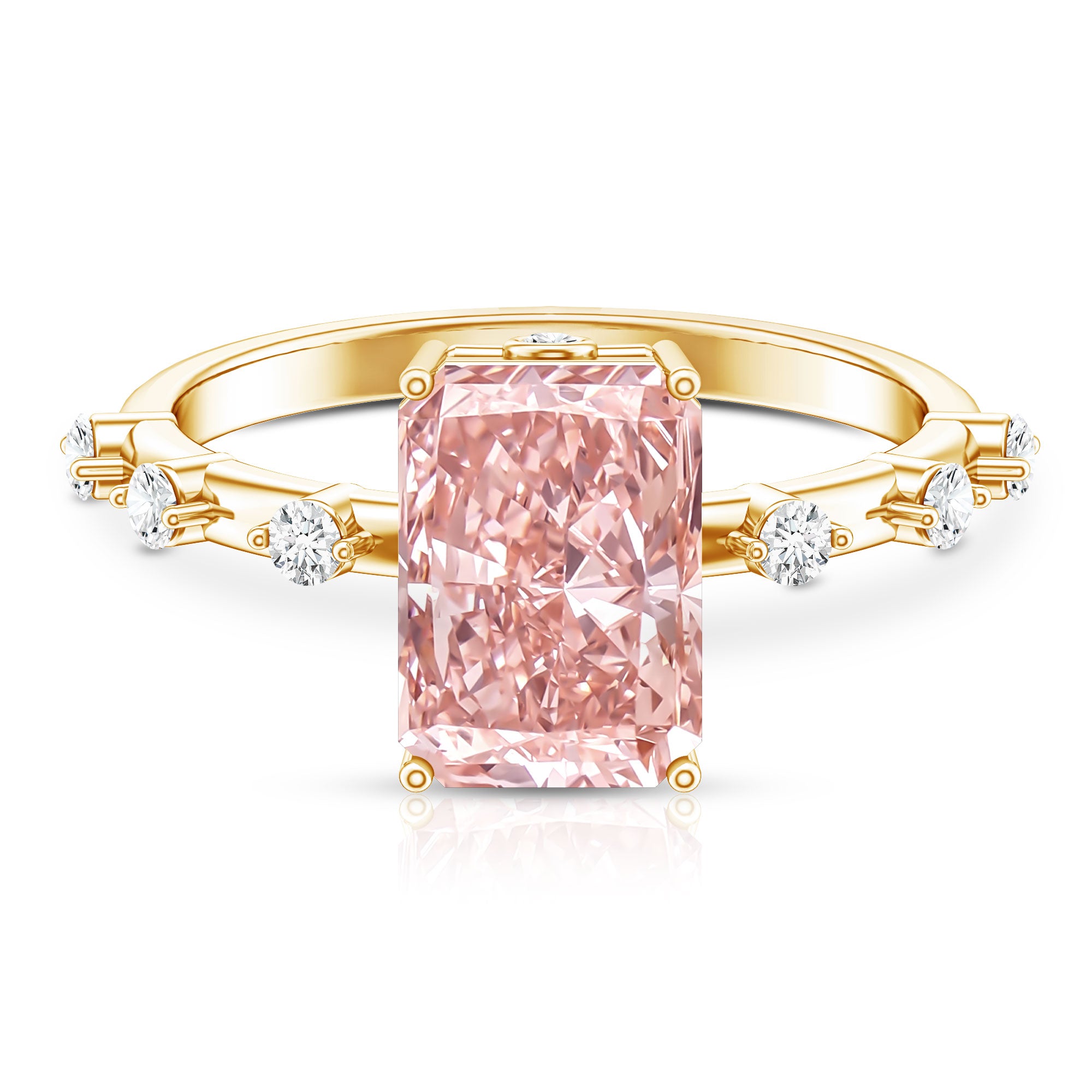 Rosec Jewels-IGI Certified 3 Carat Lab Pink Diamond Radiant Cut Engagement Ring with Spaced Accent