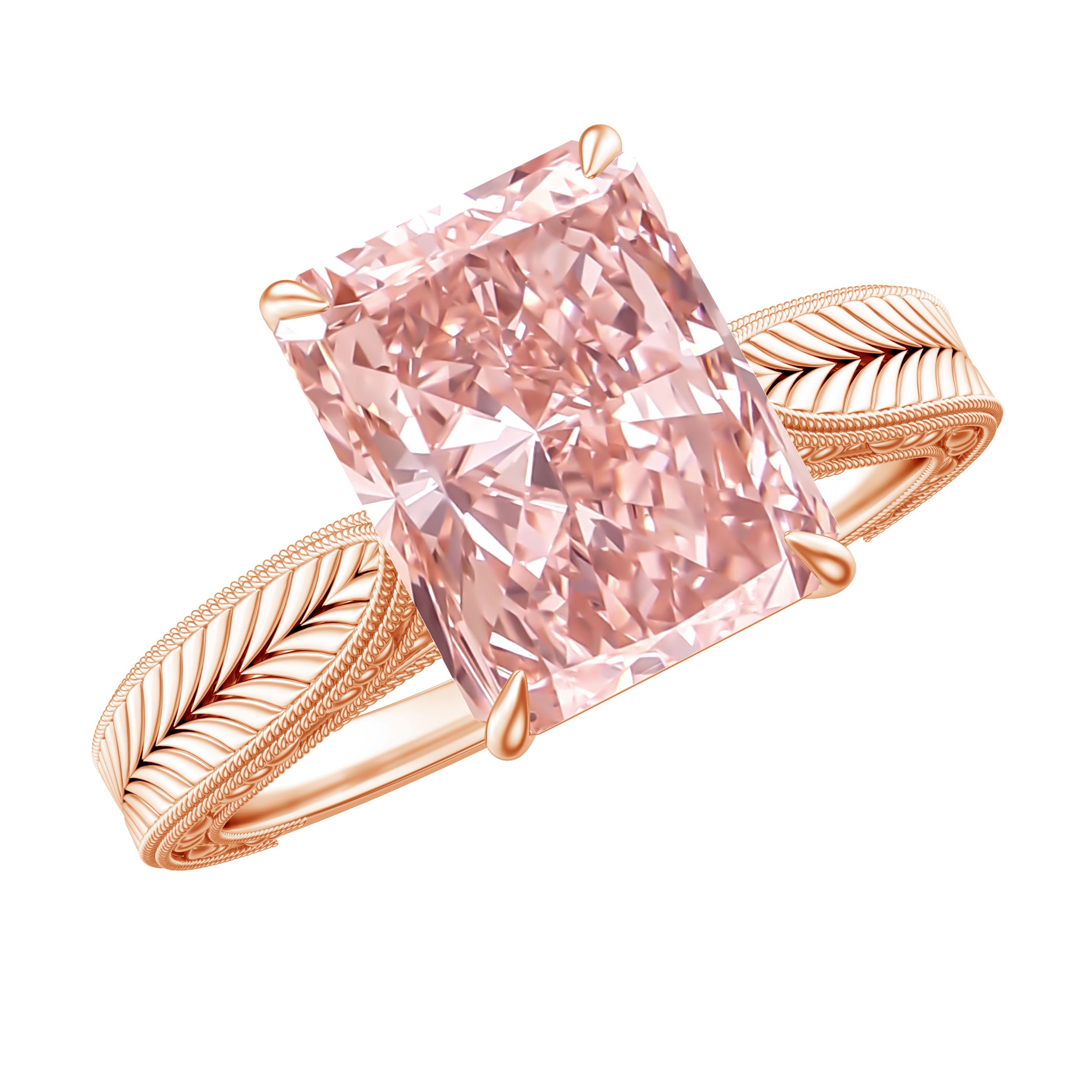 Rosec Jewels-3 Carat Lab Grown Pink Diamond Vintage Engagement Ring with IGI Certificate