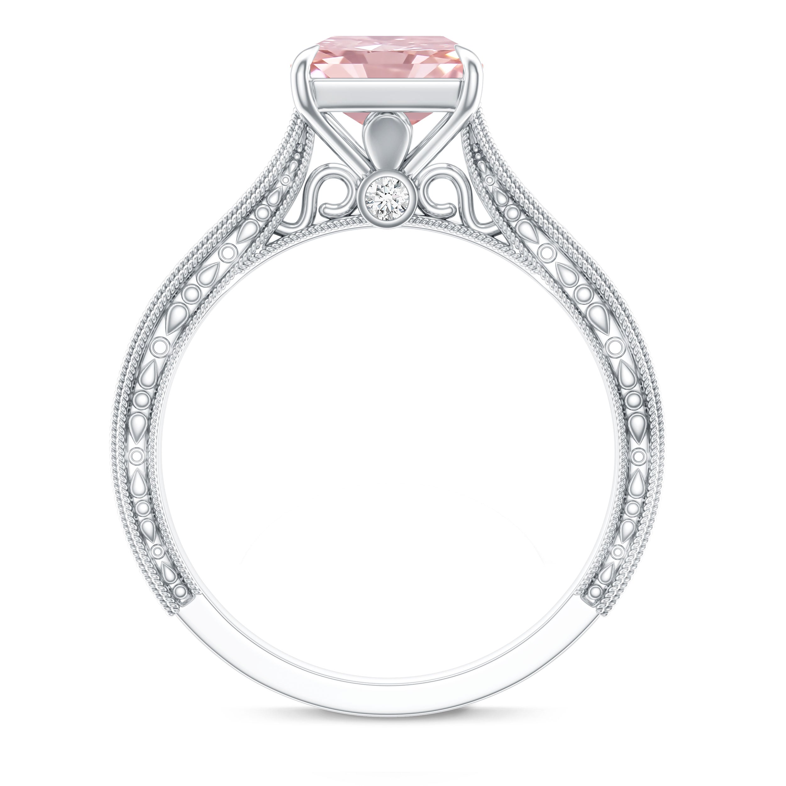 Rosec Jewels-3 Carat Lab Grown Pink Diamond Vintage Engagement Ring with IGI Certificate