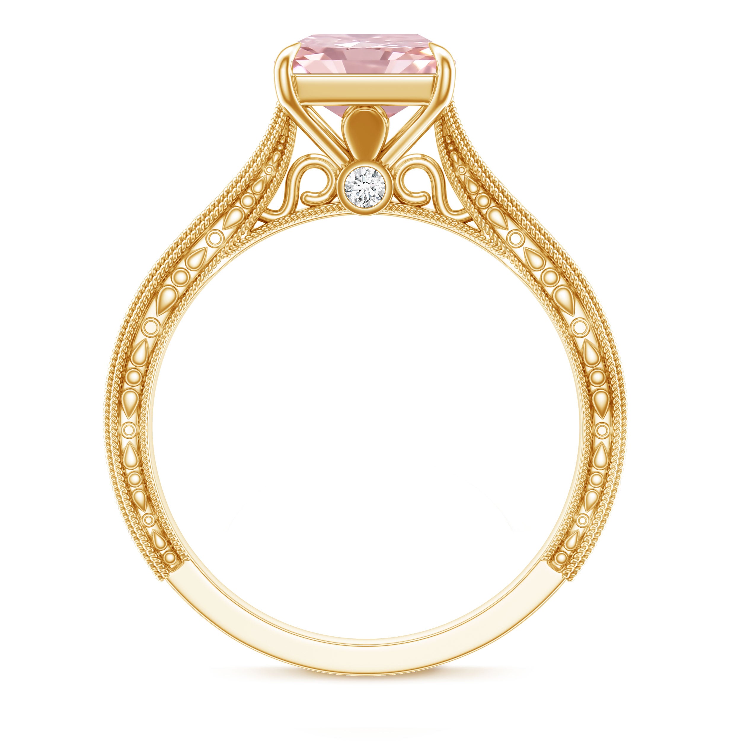 Rosec Jewels-3 Carat Lab Grown Pink Diamond Vintage Engagement Ring with IGI Certificate