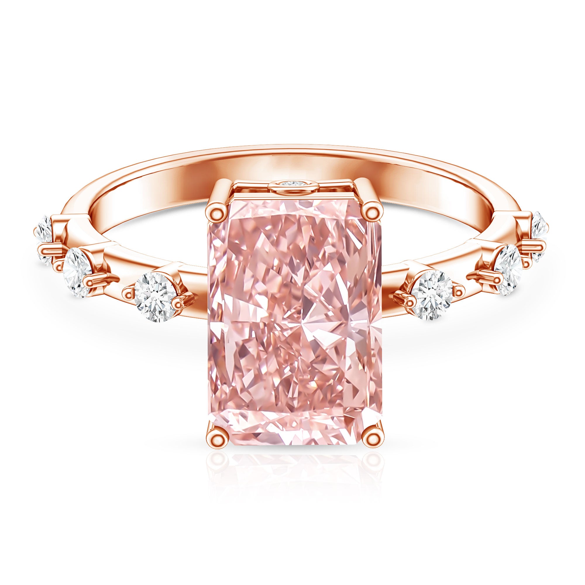 Rosec Jewels-IGI Certified 4 Carat Lab Grown Pink and White Diamond Radiant Cut Engagement Ring