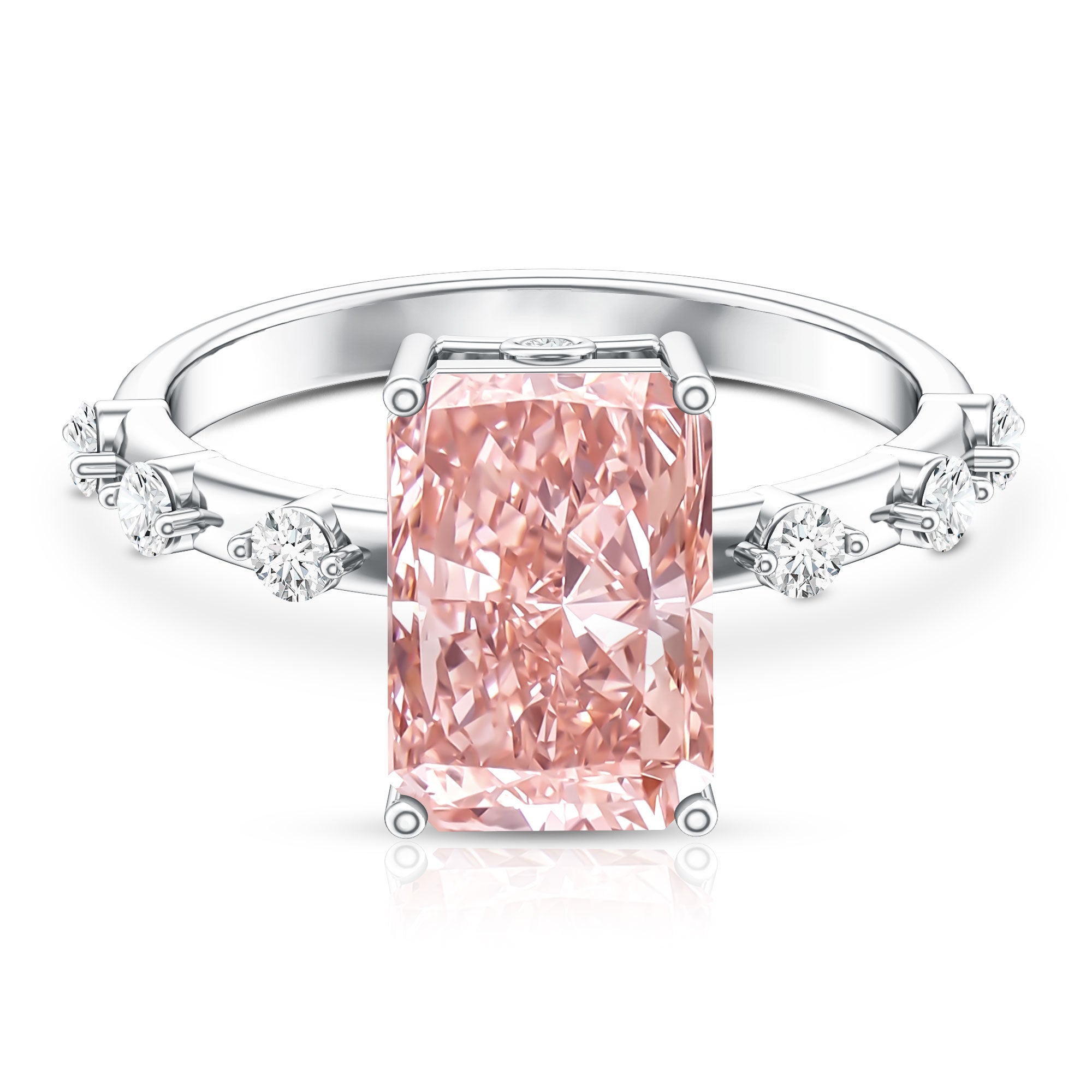 Rosec Jewels-IGI Certified 4 Carat Lab Grown Pink and White Diamond Radiant Cut Engagement Ring