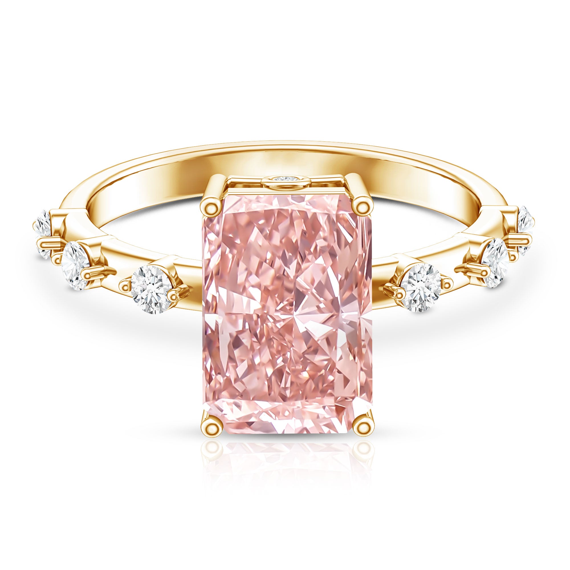 Rosec Jewels-IGI Certified 4 Carat Lab Grown Pink and White Diamond Radiant Cut Engagement Ring