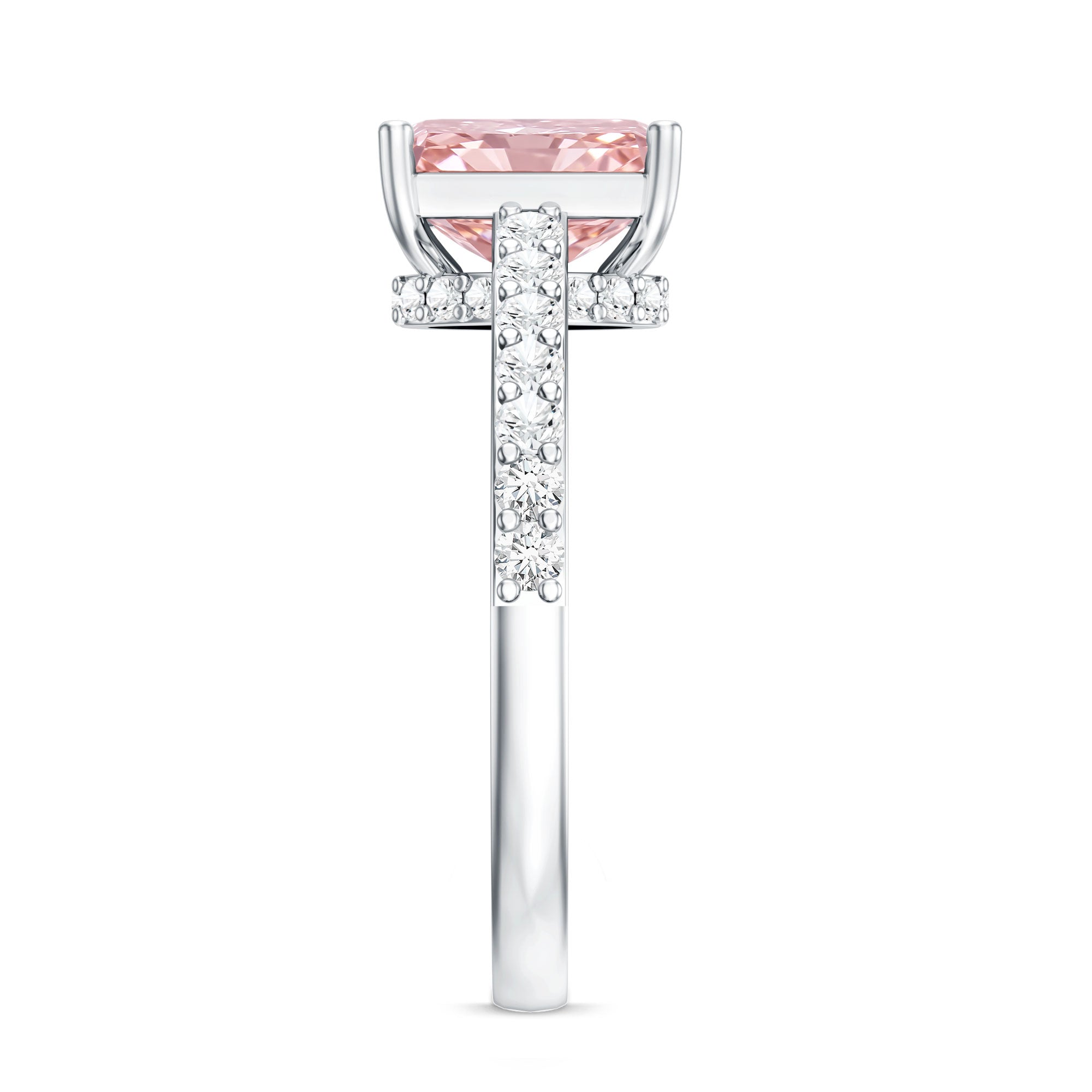 Rosec Jewels-2 Ct Radiant Cut Lab Grown Pink Diamond Hidden Halo Engagement Ring IGI Certified