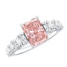 Rosec Jewels-IGI Certified 2 Ct Lab Grown Radiant Cut Pink Diamond Engagement Ring with Side Stones