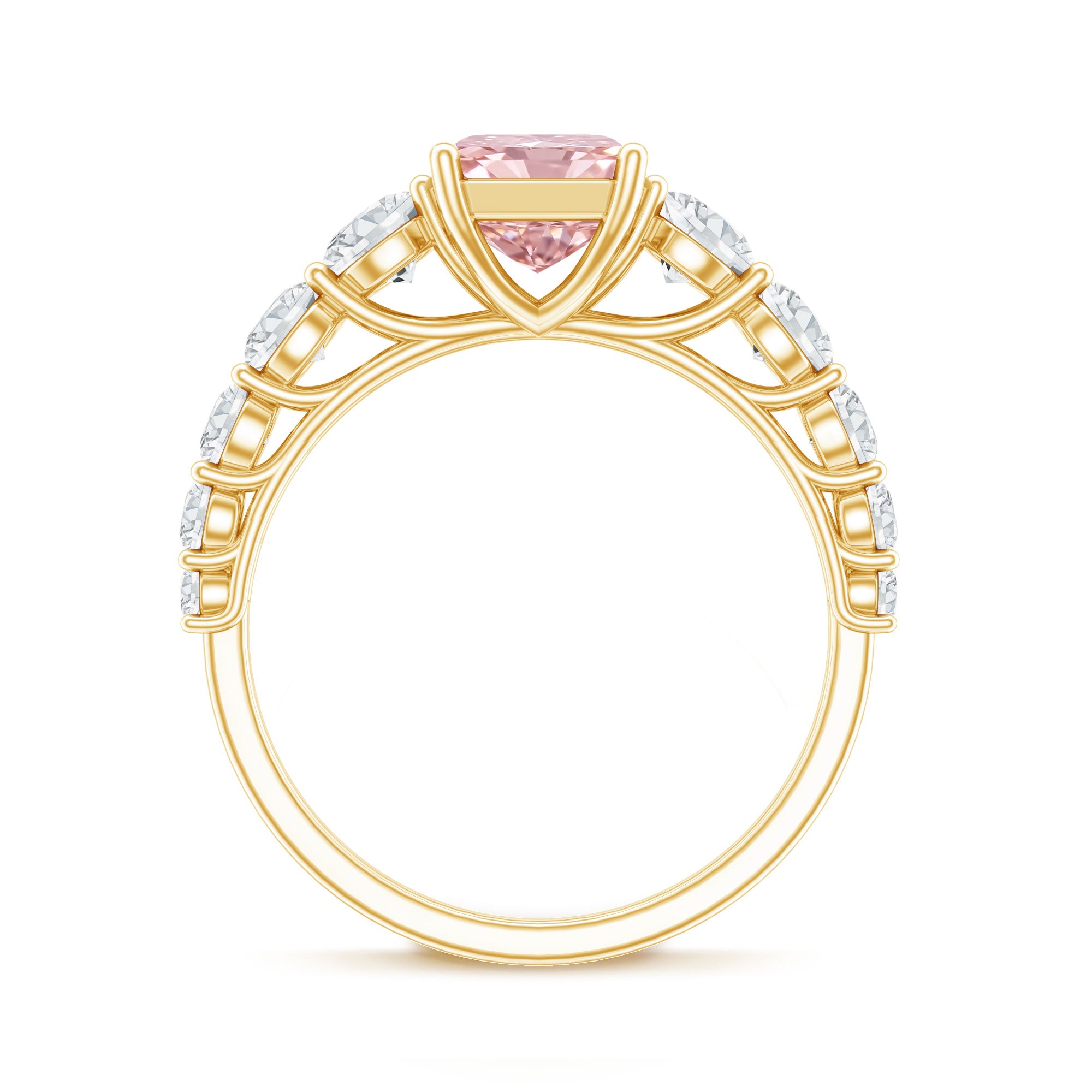 Rosec Jewels-IGI Certified 2 Ct Lab Grown Radiant Cut Pink Diamond Engagement Ring with Side Stones