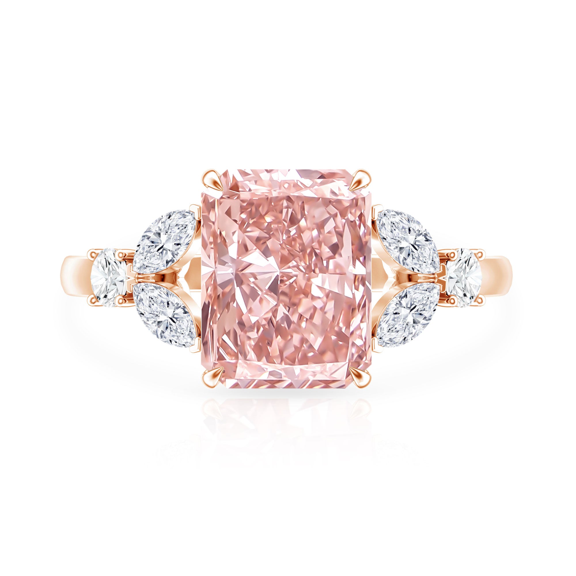 Rosec Jewels-IGI Certified 2 Carat Radiant Cut Lab Pink and White Diamond Engagement Ring For Women