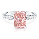 Rosec Jewels-IGI Certified Radiant Cut Lab Pink Diamond 3 Carat Engagement Ring with Side Stones