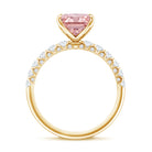 Rosec Jewels-IGI Certified Radiant Cut Lab Pink Diamond 3 Carat Engagement Ring with Side Stones