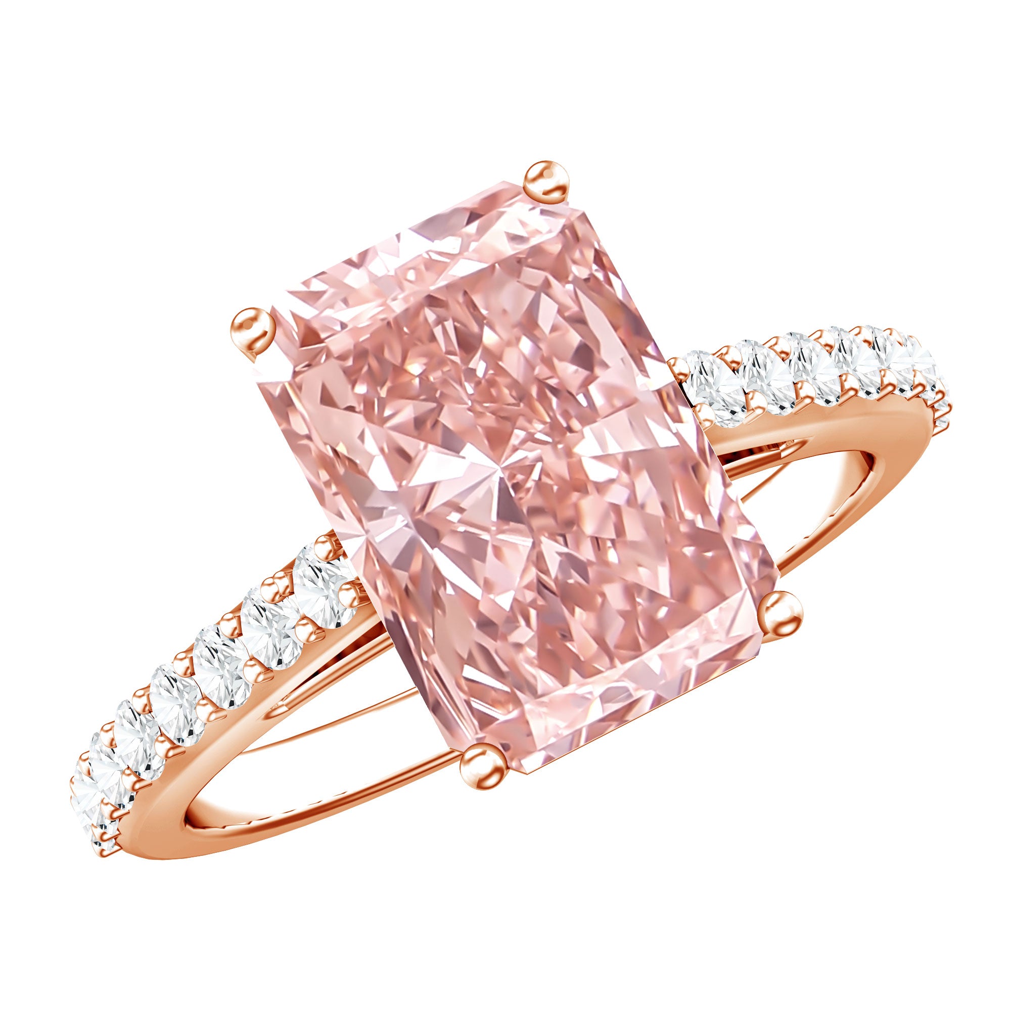 Rosec Jewels-IGI Certified 4 Carat Lab Grown Pink Diamond Radiant Cut Engagement Ring with Hidden Halo