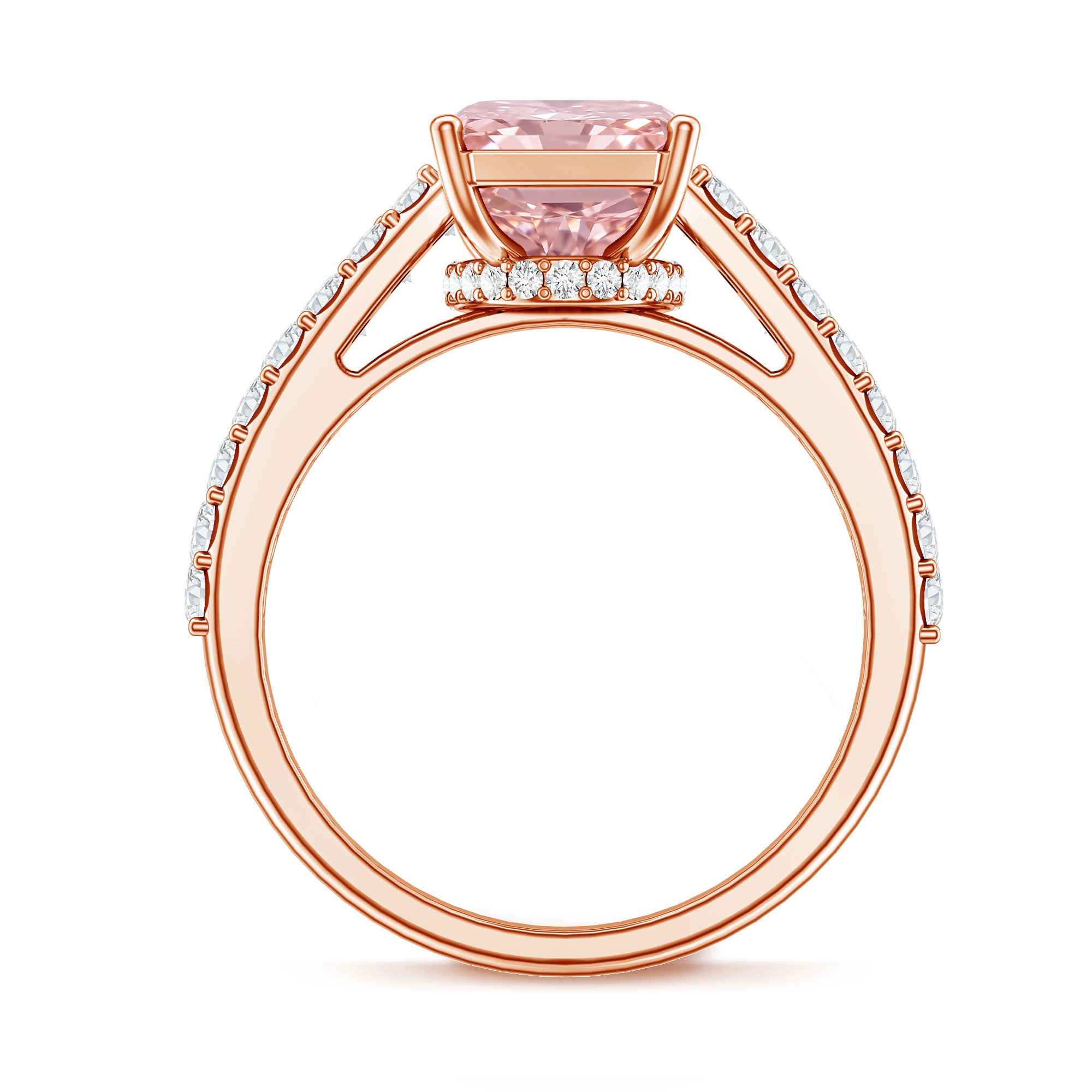 Rosec Jewels-IGI Certified 4 Carat Lab Grown Pink Diamond Radiant Cut Engagement Ring with Hidden Halo