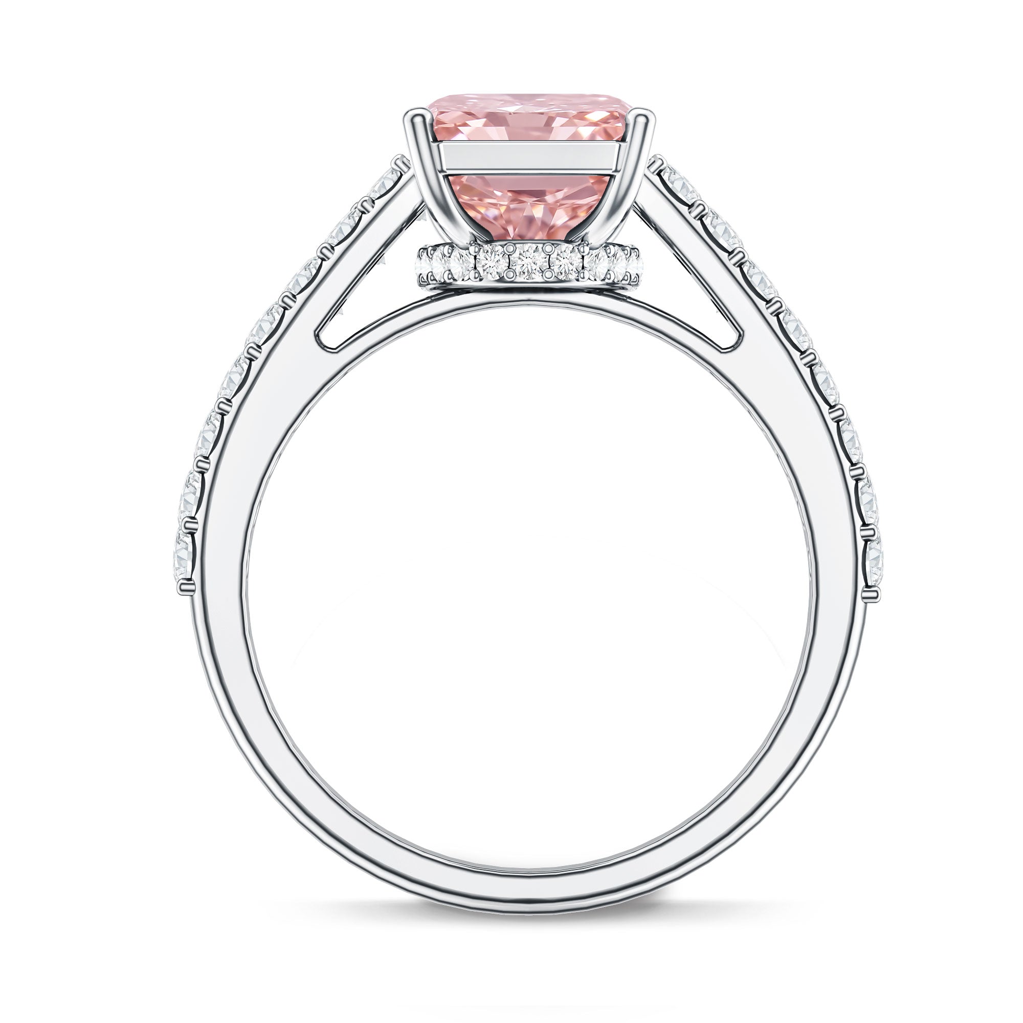 Rosec Jewels-IGI Certified 4 Carat Lab Grown Pink Diamond Radiant Cut Engagement Ring with Hidden Halo