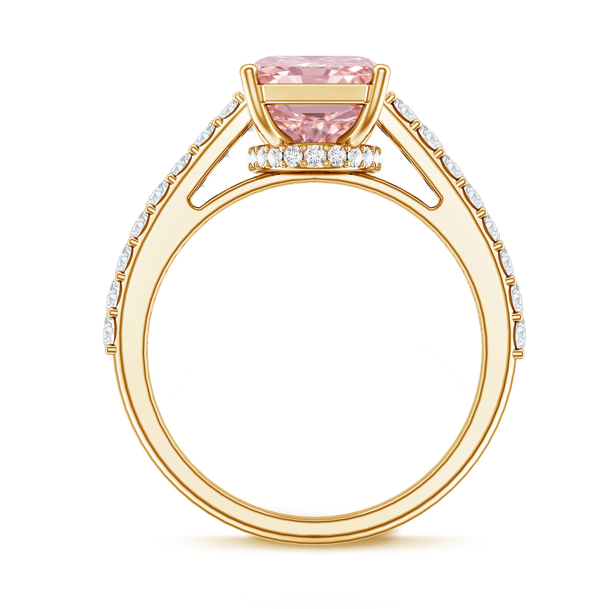 Rosec Jewels-IGI Certified 4 Carat Lab Grown Pink Diamond Radiant Cut Engagement Ring with Hidden Halo