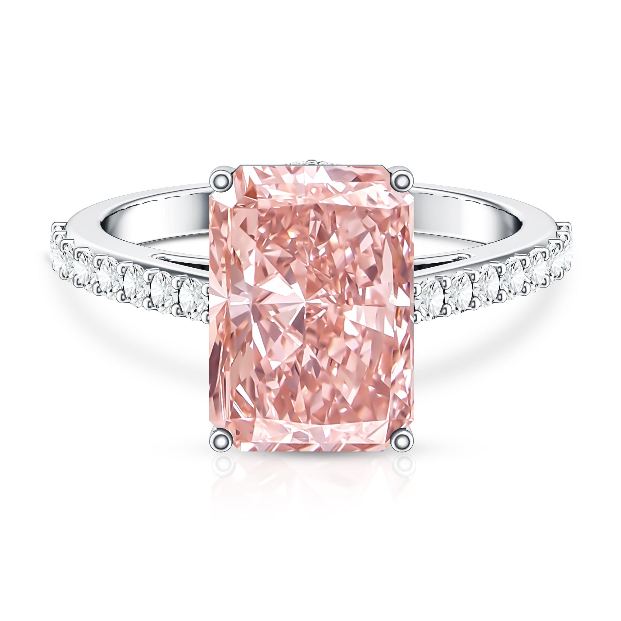 Rosec Jewels-Radiant Cut 5 Carat Lab Grown Pink Diamond Engagement Ring with IGI Certificate